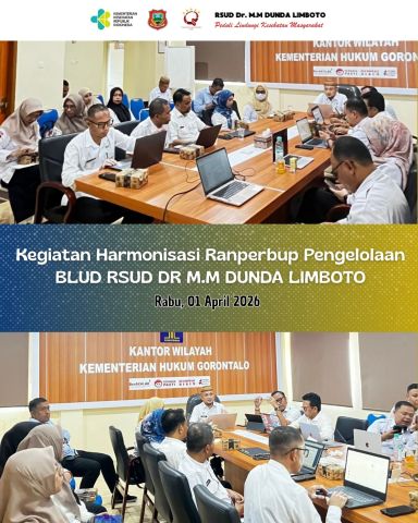 Kegiatan Harmonisasi Ranperbup Pengelolaan BLUD RSUD Dr. M.M Dunda Limboto
